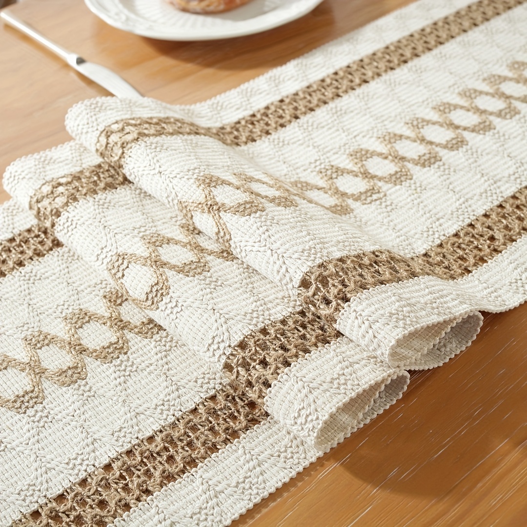 1pc linen blend vintage woven lace table runner tablecloth - Temu Bahrain