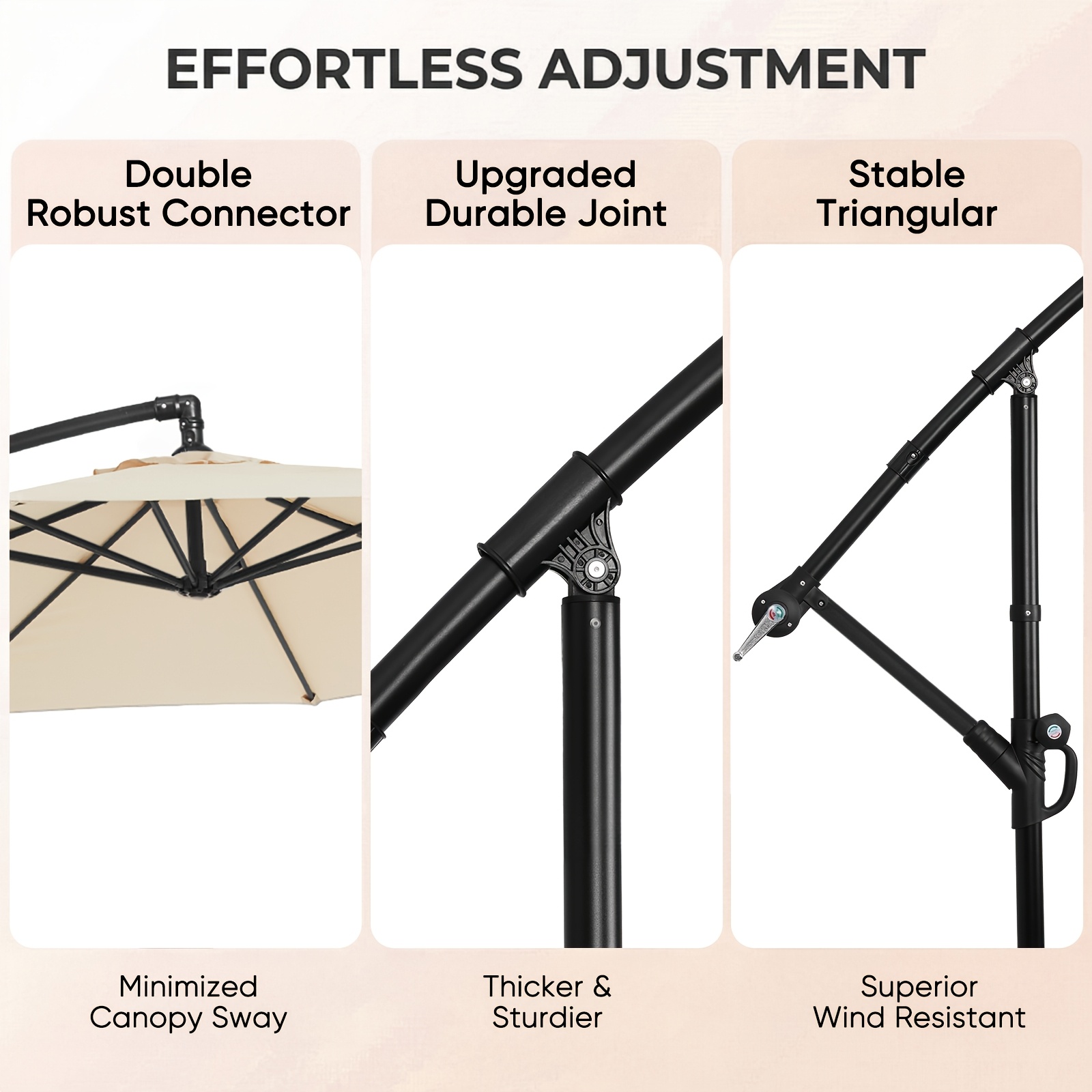10-Foot Patio Offset Umbrella with a Base, Cantilever Design, Featuring a Crank And Cross Bases, Suitable for Outdoor Use, Heavy-Duty Construction, Includes Push Button Tilt, Perfect for Christmas And Halloween