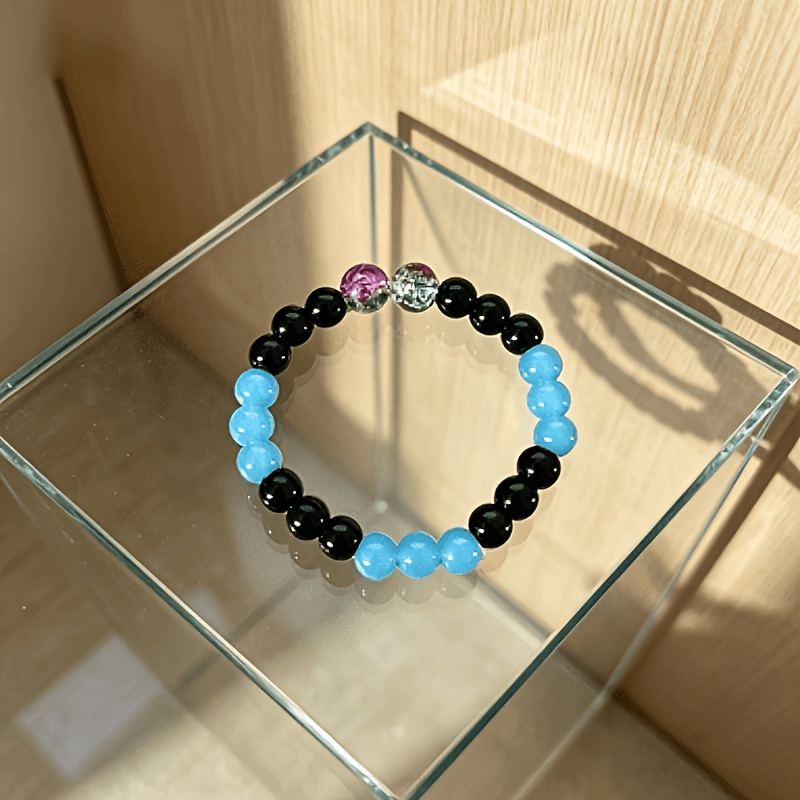 Black & Blue Contrast Ice-Clear Bracelet, Refreshing Style