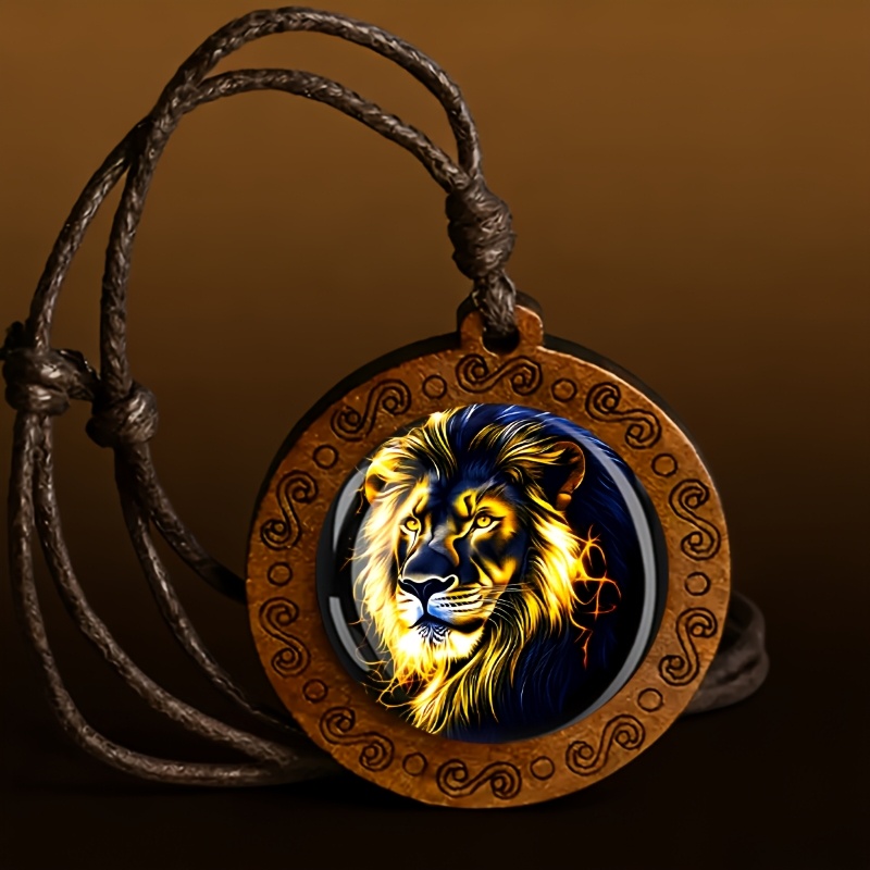 TEMU Collier en bois Lion , un de style vintage pour et . Un accessoire simple et pour un , adapté à toutes