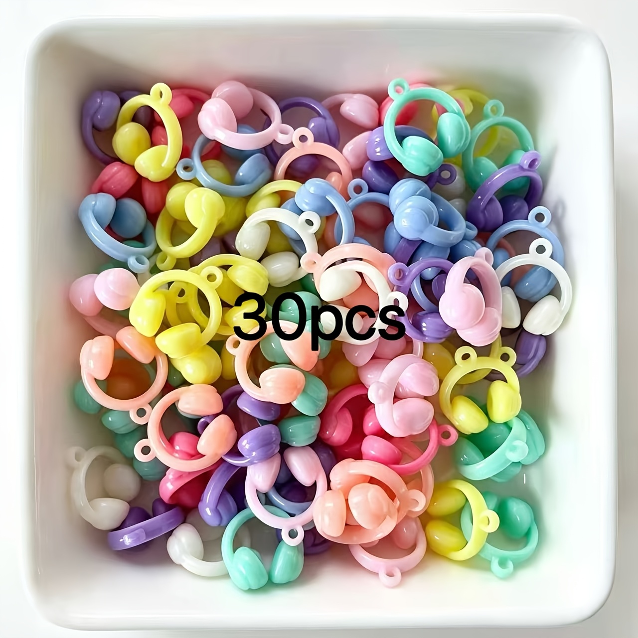 TEMU 30pcs Mini Cuentas Acrílicas para Auriculares, Serie Color Macaron, Colores Mezclados Aleatorios, para Ensartar Joyas, Collares, Colgantes de
