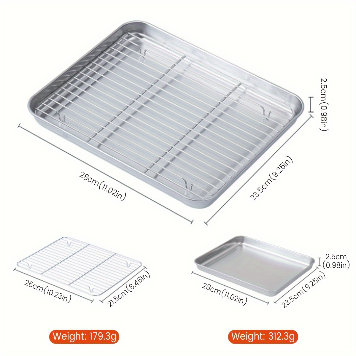 TEMU Baking Sheets And Racks Set Stainless Steel Baking Sheet Chef Baking Sheet With Wire Rack Set For Oven And Dishwasher Non Toxic Heavy Duty