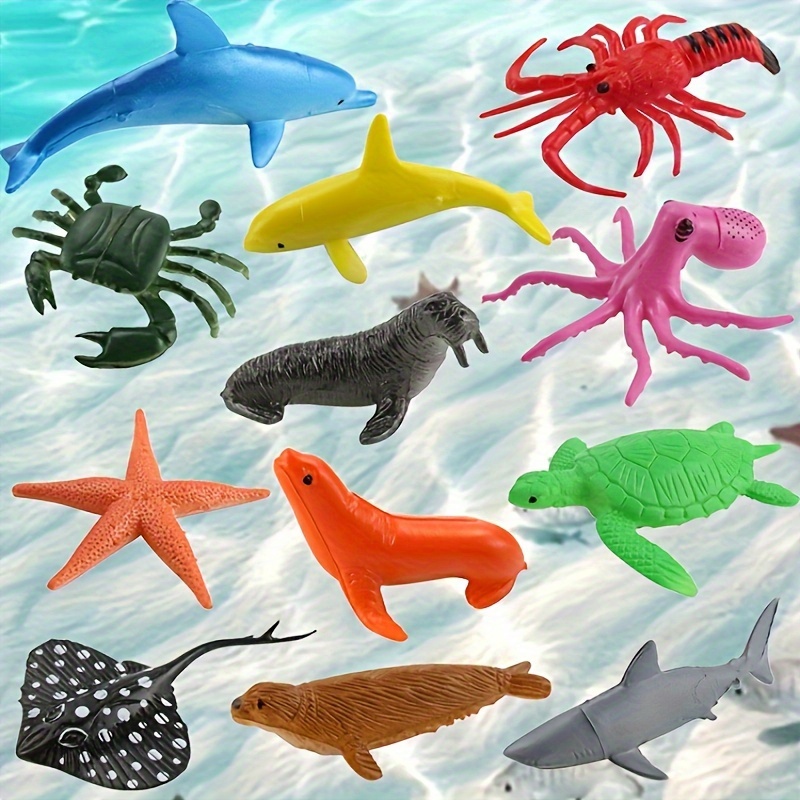 Cartoon Sea Animal Toys Ocean Themed Mini Resin Figures Tiny - Temu