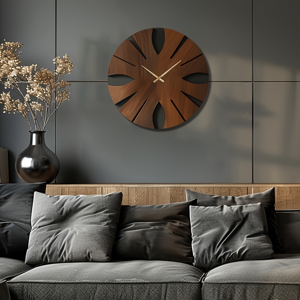 Decorative Wooden Round Wall Clock Artistic Silent Clock Battery Operated Decor for Home 14 16 18 inch Vintage Wooden Clock Home Decor for Kitchen, Living Room, Bedroom, Office