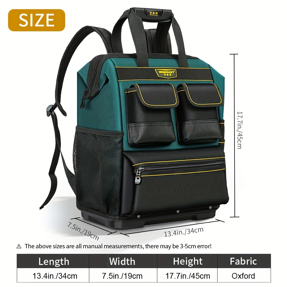 Image of Tool Backpack, Tools Bag With Multi-use Pockets, Tool Bag With Padded Shoulder, Back, And Waist Straps