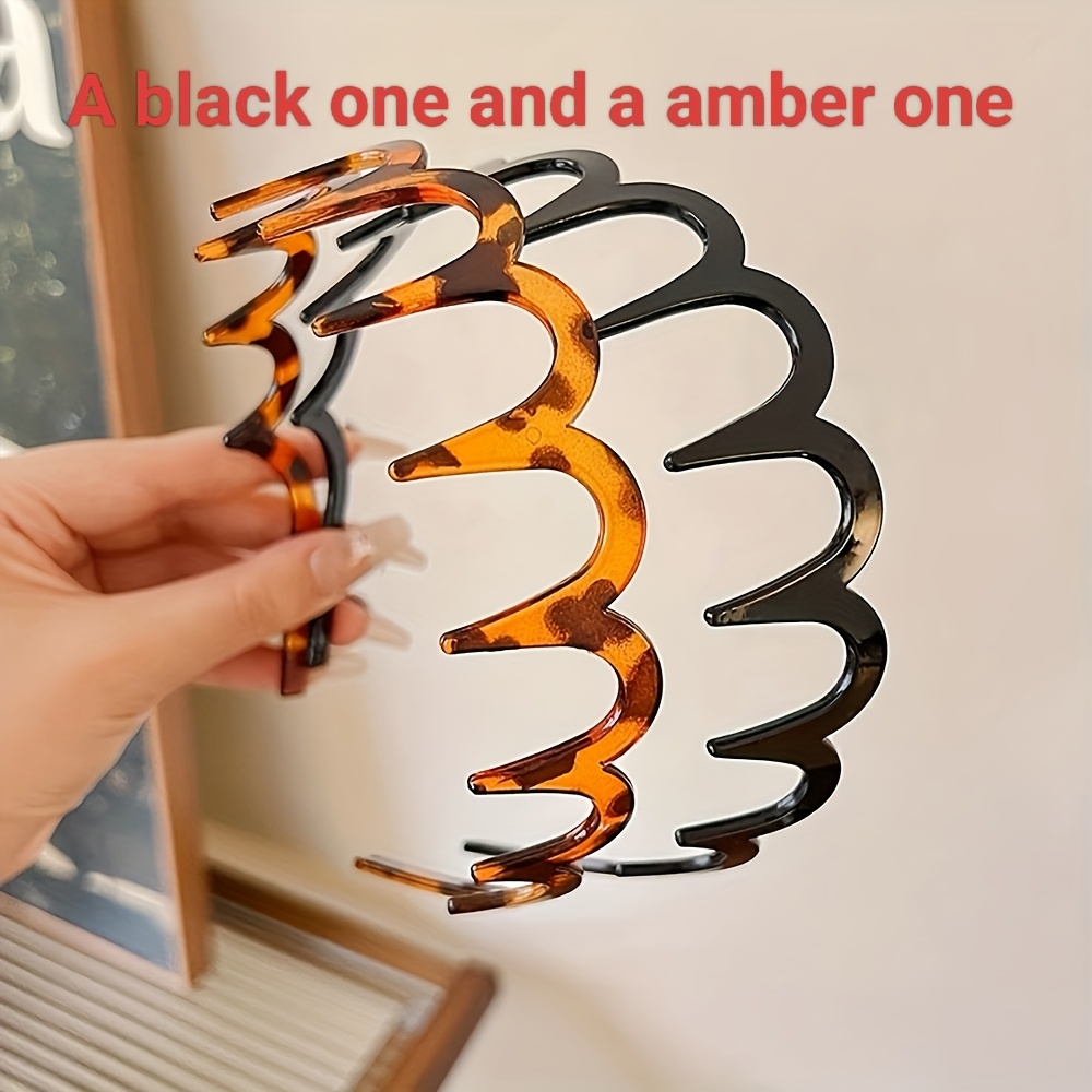 Women's Summer Wave Hairband: Everyday Versatile Style, High , Comb Style, Vintage Style, Elegant Tortoiseshell Wave Hairband- Anti-slip Design, Lace Detail Comb Hairband