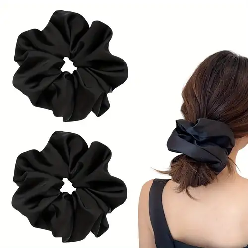 6 Pack Large Silk Satin Scrunchies For Women Thick Hair Jumbo Satin Hair Ties