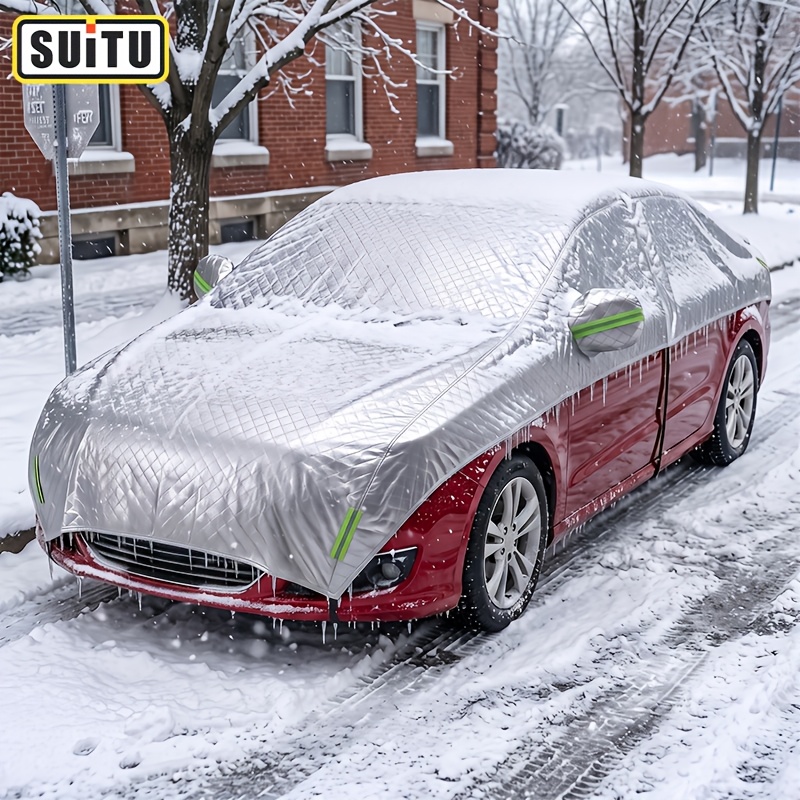 TEMU Thickened Heavy Windshield Snow Cover, , Universal Car And Suv Protection Cover, Durable Material With Reflective Tape, Easy To At Night For