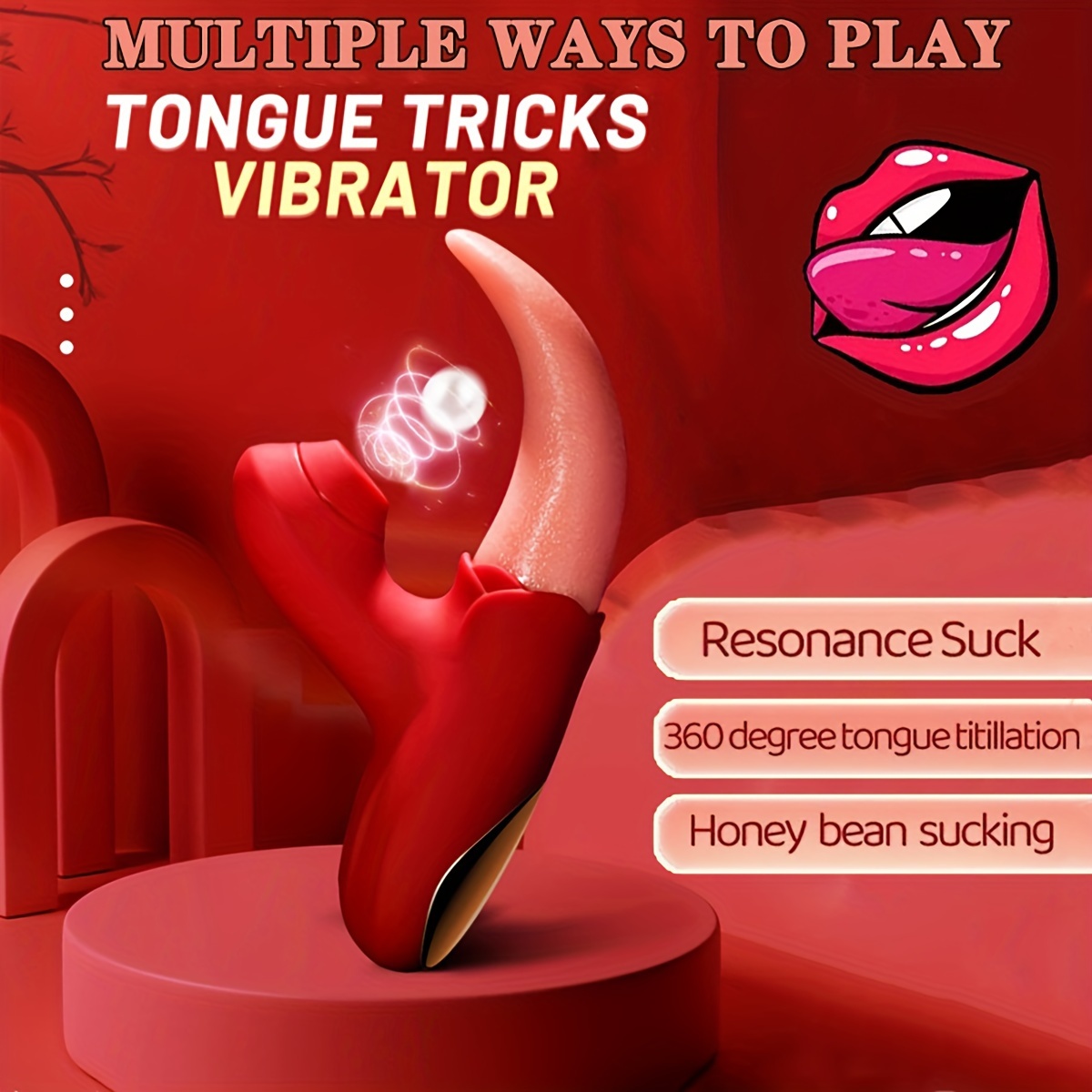 1pc Clitoris Licking Sucking Vibrator Double Stimulation Masturbator Clitoris G spot Stimulation Tongue Licking Sucking Vibrator Couple Flirting Adult Sex Toy