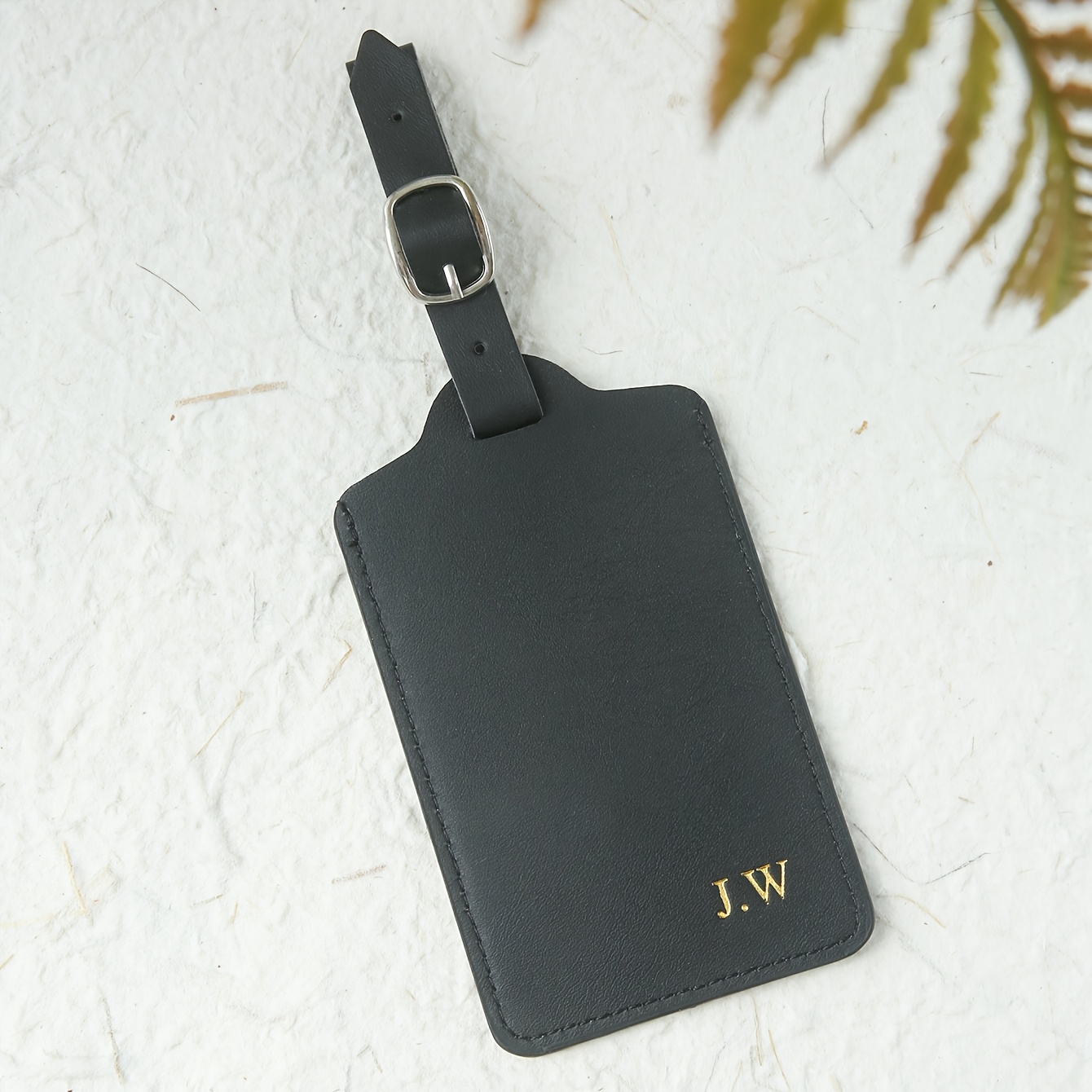Custom Hot Stamping Name Luggage Tag | Golden Monogram, Lightweight, Elegant Document Card, , , Minimalist, Pink, Green, Brown