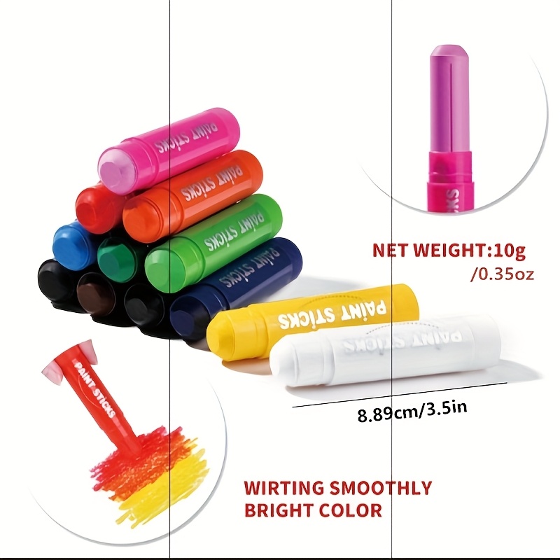 12-Color Quick-Drying Solid Crayons Set