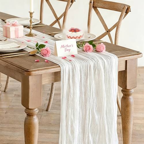 1pack table runner boho gauze cheese cloth table runner for party christmas rustic sheer runners easter for baby bridal shower wedding