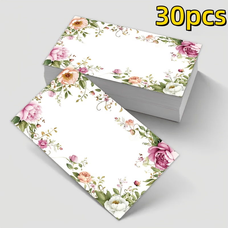 TEMU 30/60pcs, Vintage Pastoral Floral Border Message Cards, Watercolor Texture Blank Decorative Cards, Thank You Cards, Blank Greeting Cards, Diy
