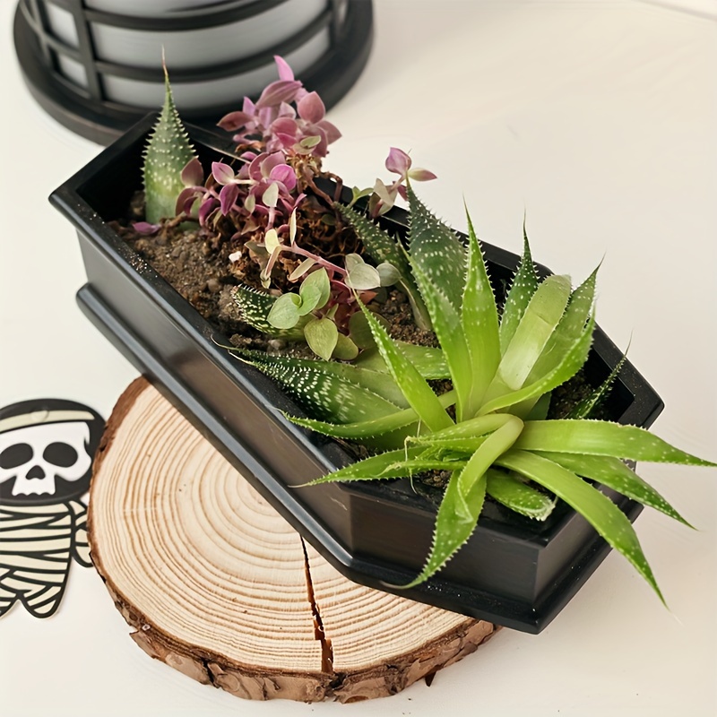 vintage resin coffin planter halloween succulent - Temu