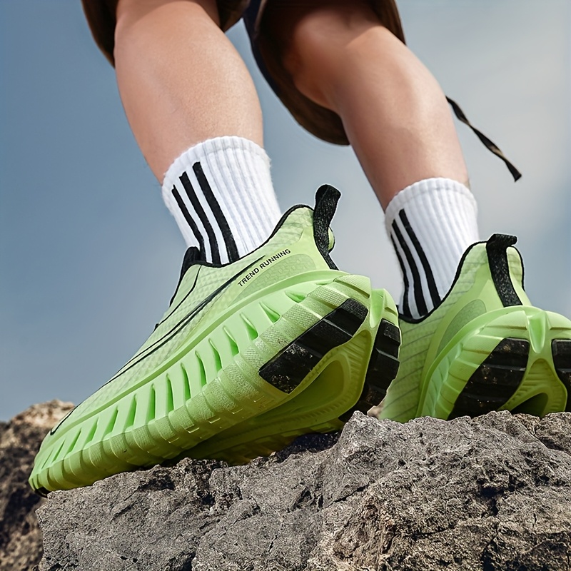 Men's Lightweight Outdoor Running Shoes - Non-Slip Grip, Breathable Athletic Sneakers with Cushioned MD/Rubber Sole for Hiking, Gym, Jogging - All-Day Comfort - Green/White Colorway - Extended Sizes Available - Ideal for Men & Women