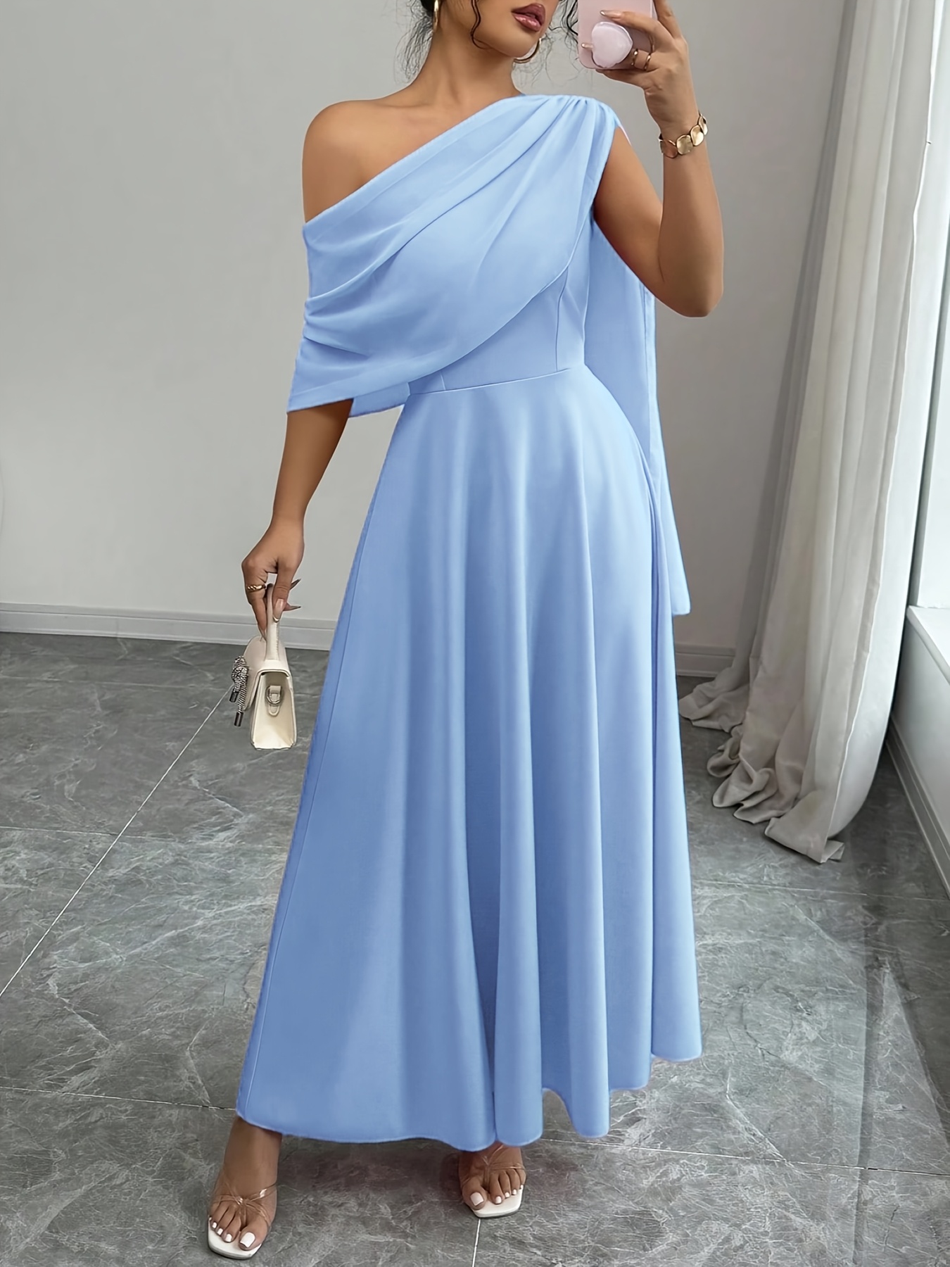 yy0306010 solid color asymmetrical design elegant flared - Temu