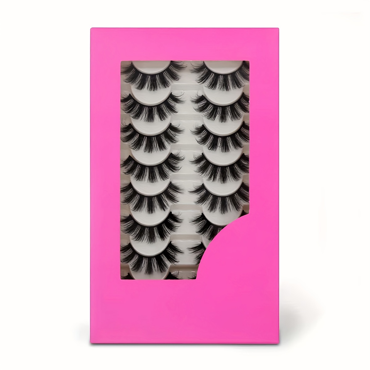 

8pair Of 21mm 3d False Eyelashes Cross Fluffy Natural Look Pack Volume Fluffy Natural Faux Mink Lashes (drak Pink) 8pair Soft False Eyelashes