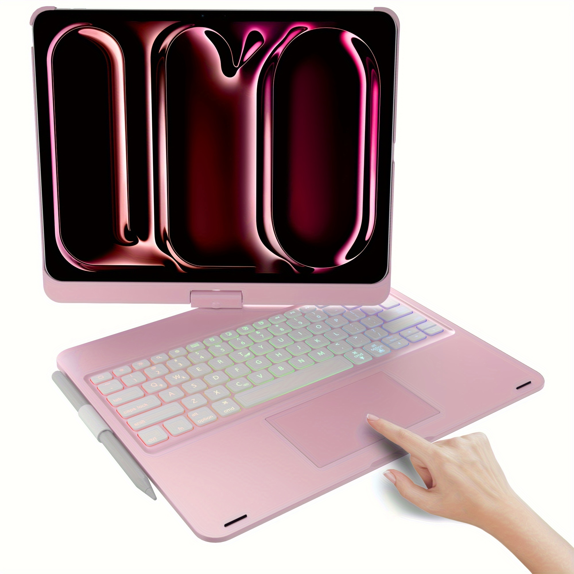 

Mollenmell Keyboard Case For 13-inch (m4, 2024), Featuring A Trackpad, 360° Rotatable Design, Wireless Keyboard, 7-color Backlit Feature, And A Full Row Of Shortcut Keys In The Us Keyboard Layout.