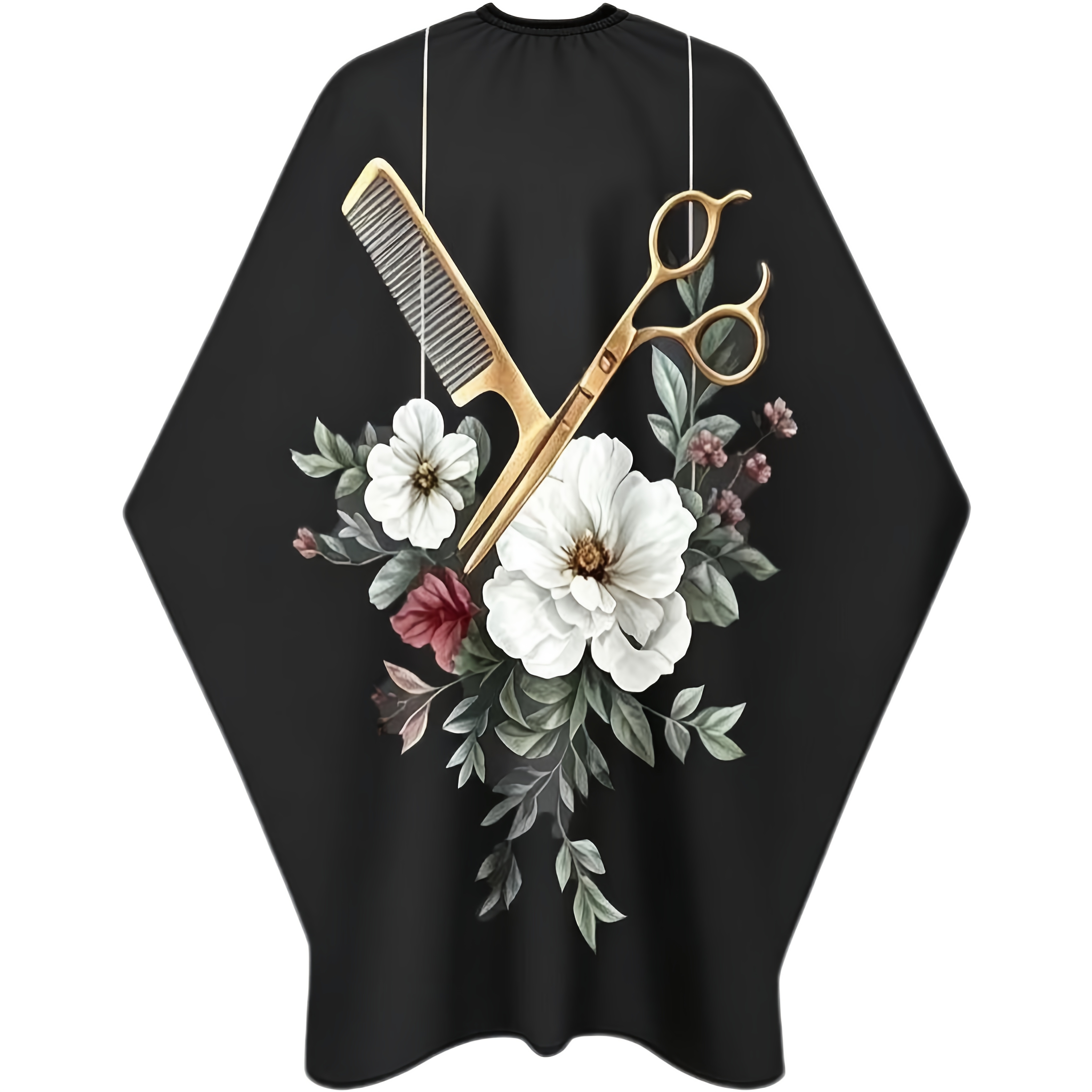 Image of 1pc Of Scissors Pattern Flat Print Cape, Fashionable Printed Hairdressing Apparel, Salon-specific Barber Apron, Suitable For Professional Salon Use