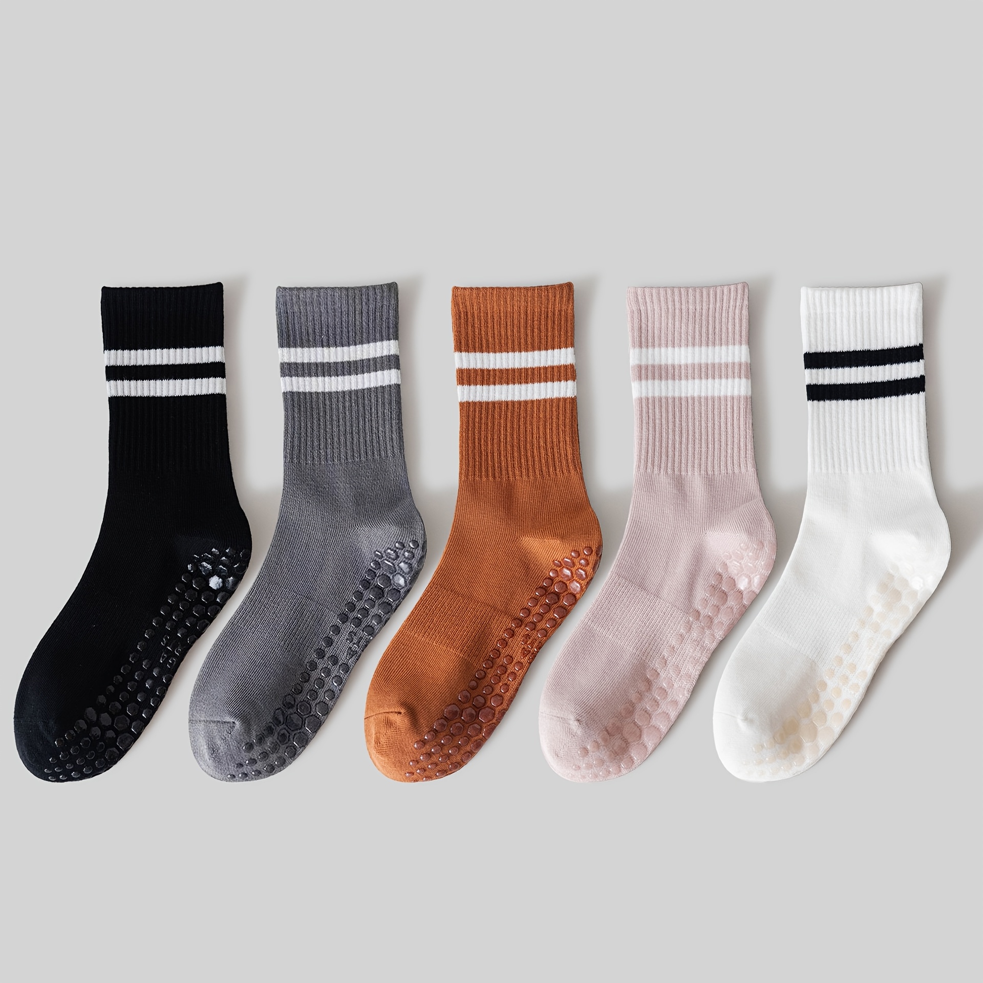 E-shop 5 Paar Damen Profi Anti-Rutsch Silikon Indoor Fitness Pilates Mid Crew Socken & Sportsocken