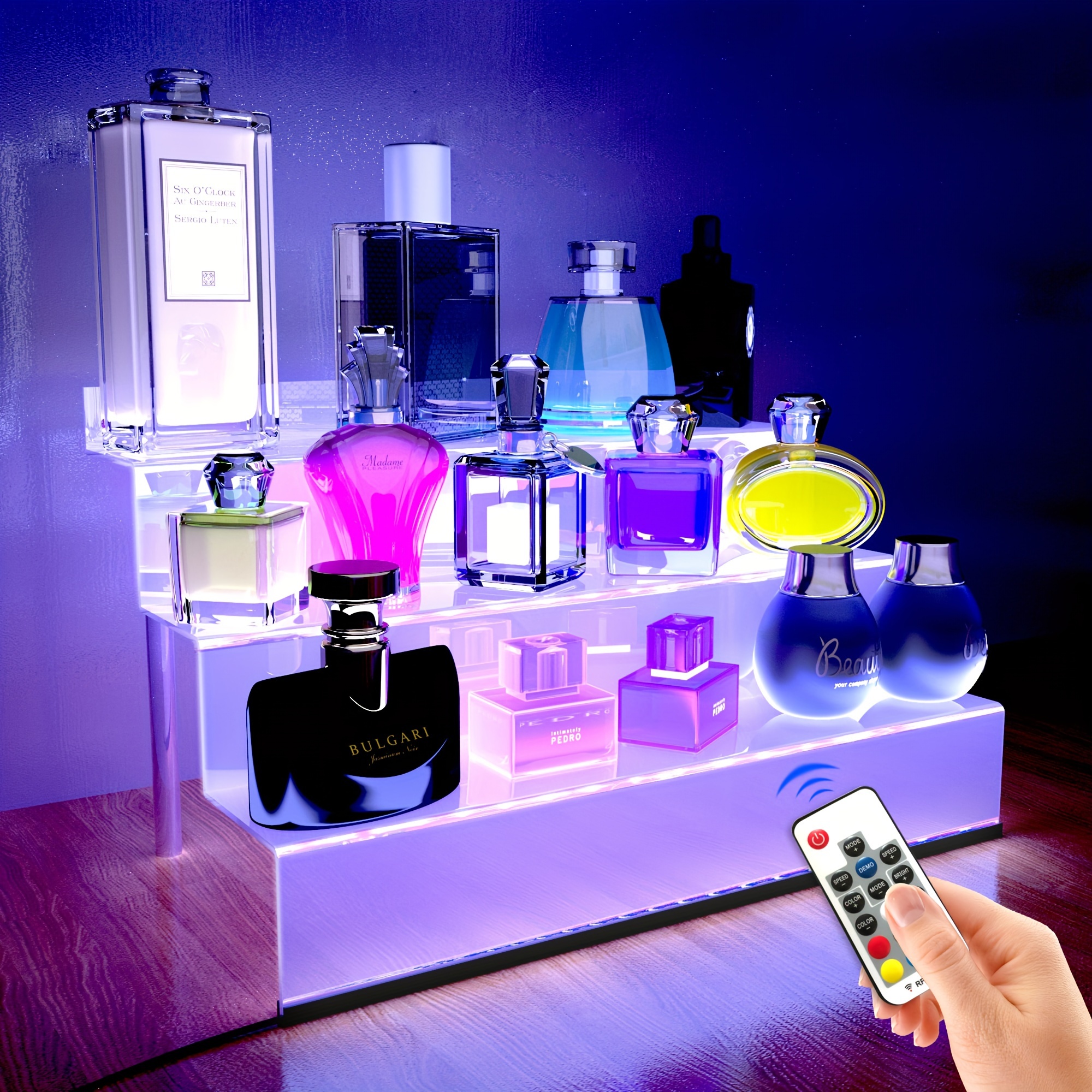 Acrylic Display Rack Led Lights 3 Tier Nail Polish Perfume - Temu Australia