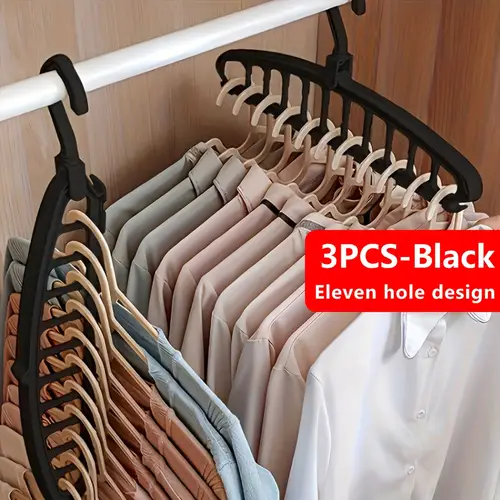 3pcs heavy duty folding hangers with eleven saving design durable plastic multi functional clothing hangers for small spaces wardrobe organizer