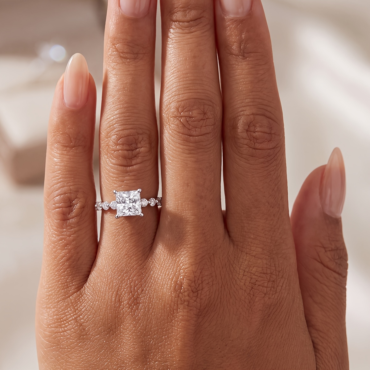 Women's Elegant European Style Square Ring, Super-Sparkling