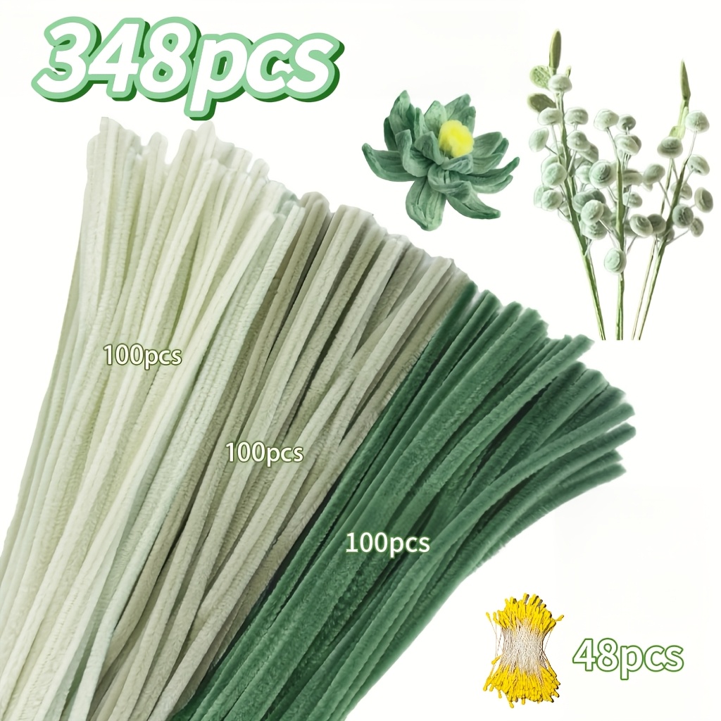 TEMU Kit de manualidades DIY de 348 piezas de de chenilla , limpiapipas engrosados con de , para hacer de , arreglos de , decoración de mesa, adornos