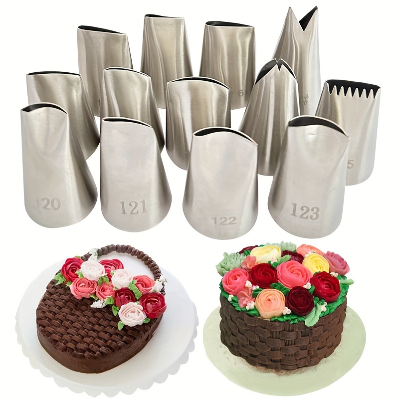 

Deluxe Stainless Steel Piping Tips Set - 7/9/11pcs, Thickened Seamless Flower & Nozzles For Cake Decorating, Kitchen And Dining