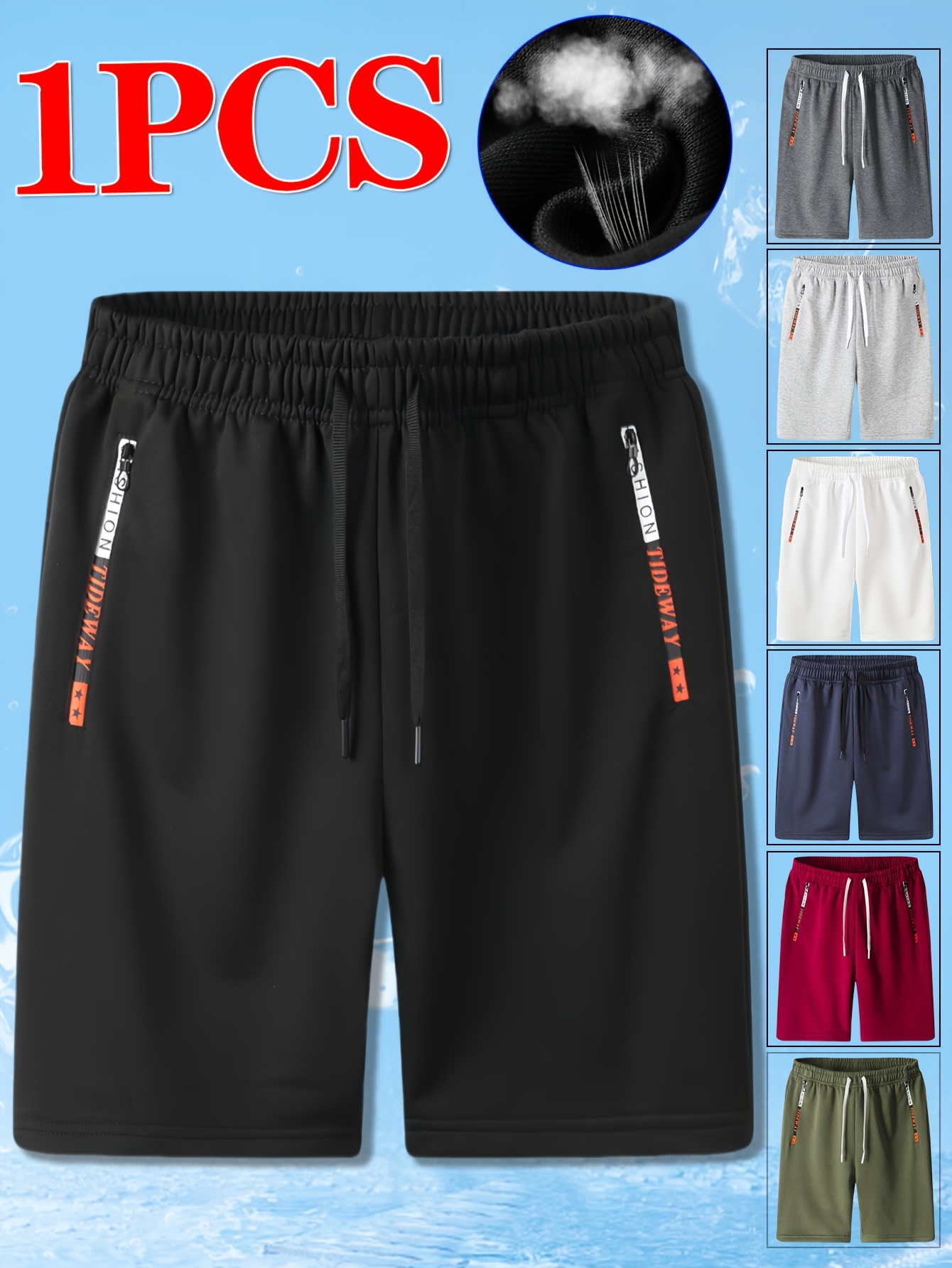 1pc Men's Breathable Knit Athletic Shorts with Elastic Waist & Zipper Pockets - Moisture-Wicking Workout Shorts for Running, Gym, Training, Beach - Multi-Color Options, Smooth Texture Fabric