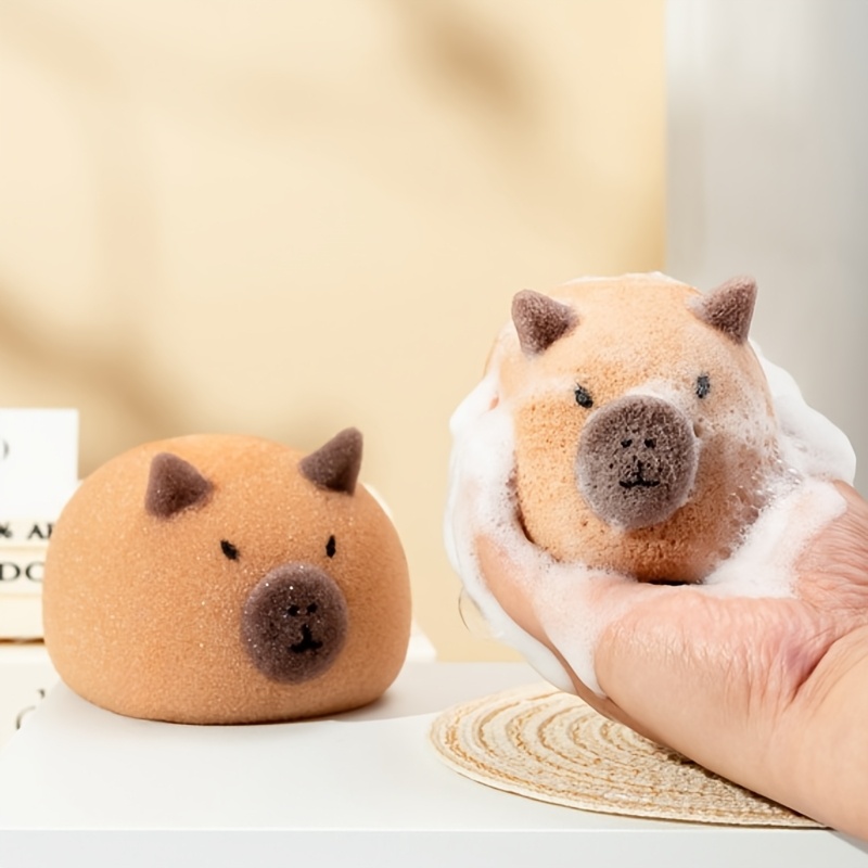 Capybara-Shaped Bath Sponge, Soft High-Density Nano Sponge