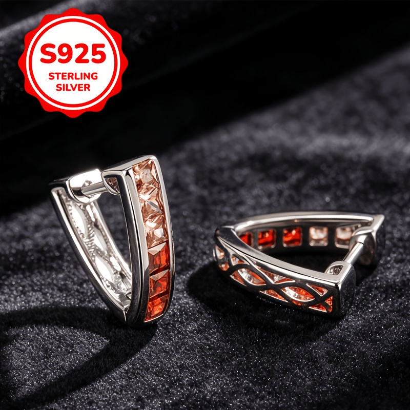 Women's V-Shaped Rainbow 925 Silvery Earrings, Elegant Gift