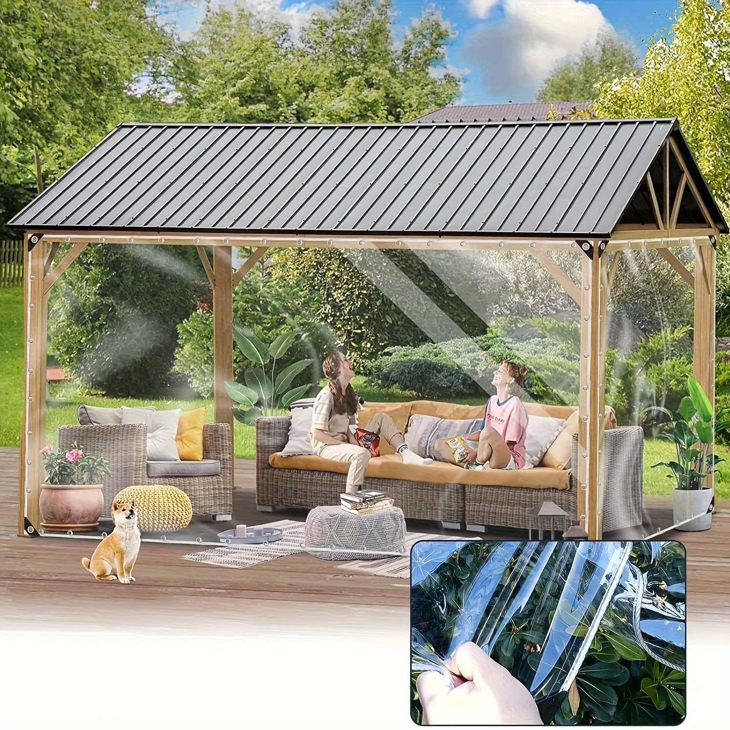 Lona transparente resistente al agua de 3 x 3 pies, lona impermeable  transparente con ojales de 15.74 mil, cubierta impermeable para jardín,  terraza