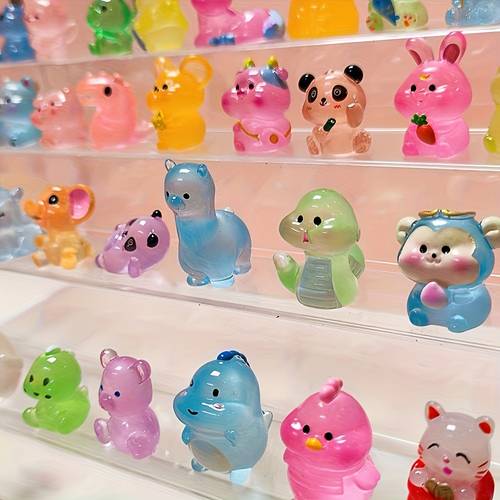 25pcs 50 in the dark resin mini animals cute animal shapes suitable for jewelry and crafts cute charms ideal for birthday and party gifts
