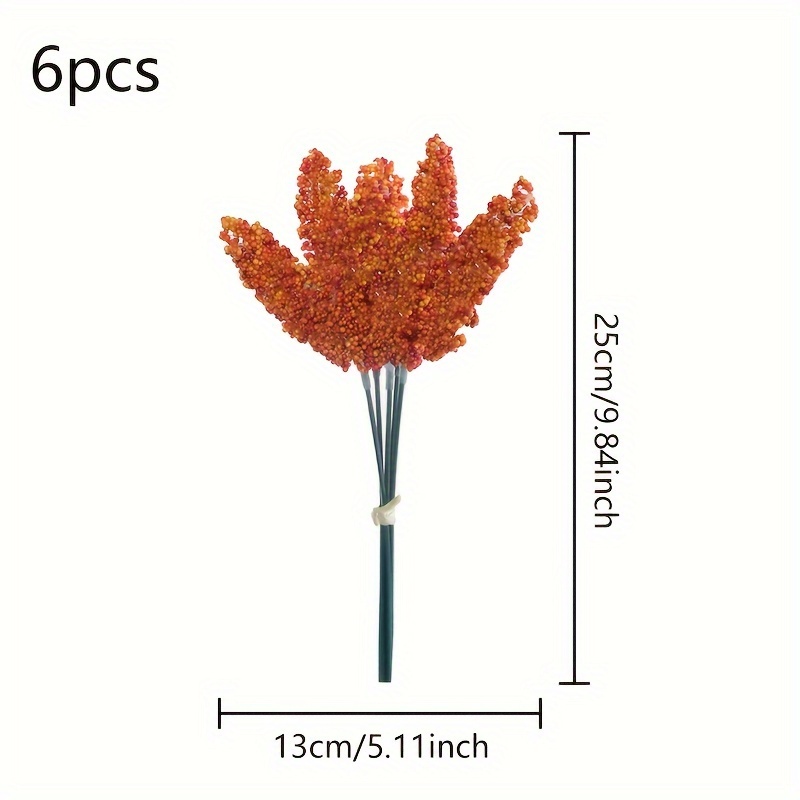 Image of A Set Of 6 Artificial Orange Sunflower Decorations Suitable For Home Kitchens, Autumn And Winter Parties, Weddings, And As Centerpieces For Green Fireplaces And Dining Tables