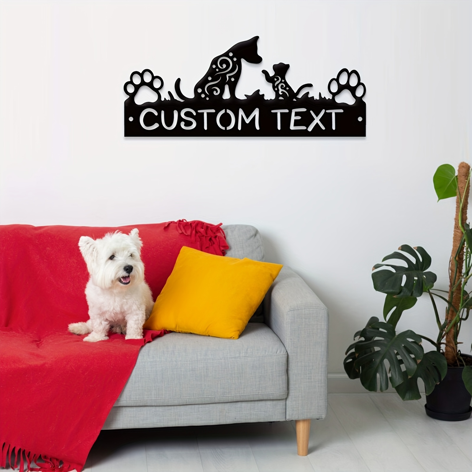 Personalized Dog Lover Metal Wall Art with Custom Name Plaque