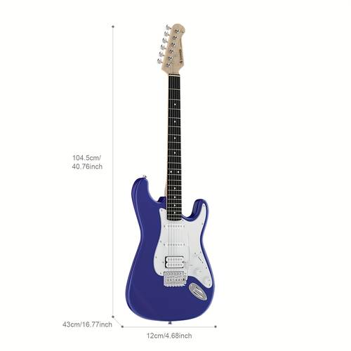 39 inch electric guitar kit purple sapphire blue hss pickup amplifier lessons bag tuner capo strap cable picks