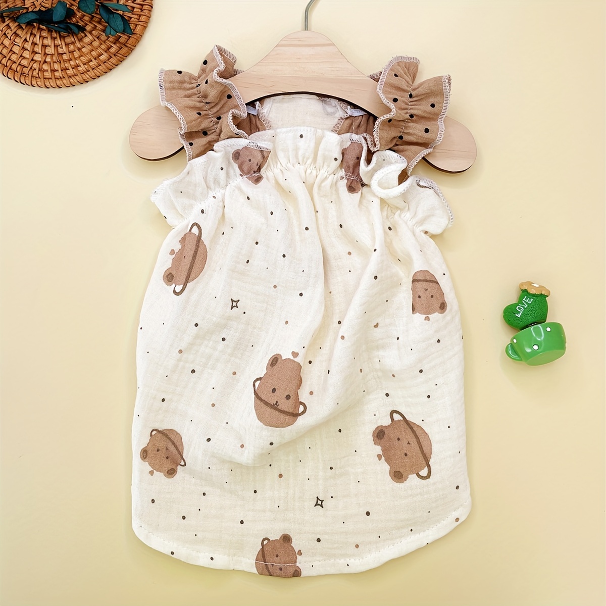 

1pc Cute Princess Dress With Bear Print, Suitable For Casual Wear At Home