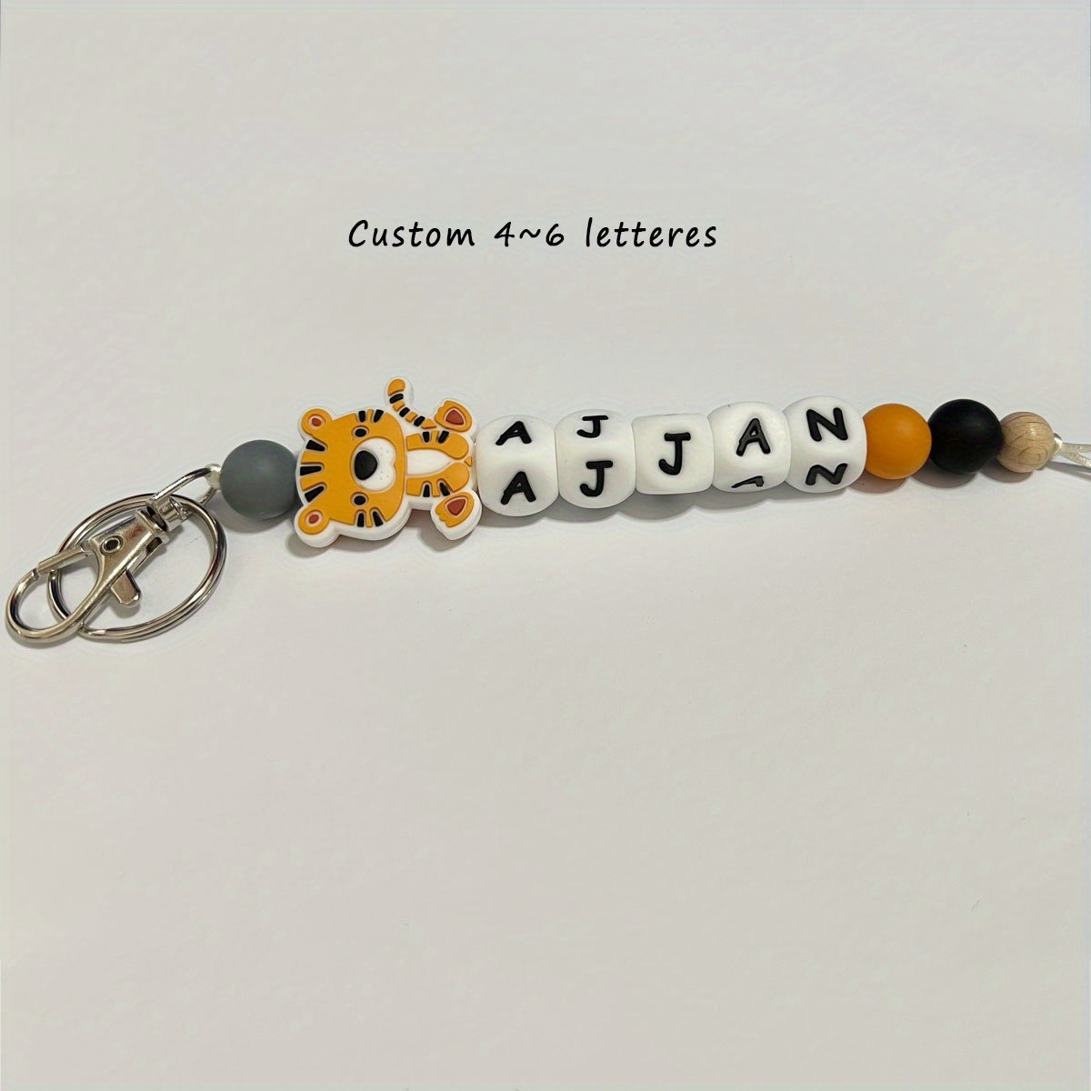 TEMU [custom] 1 Custom Silicone Animal Name Tag Keychain, Lion/tiger/wolf/unicorn/ Bee Animal Blessing Keychain/bag Cup Charm, Student Gift Spring