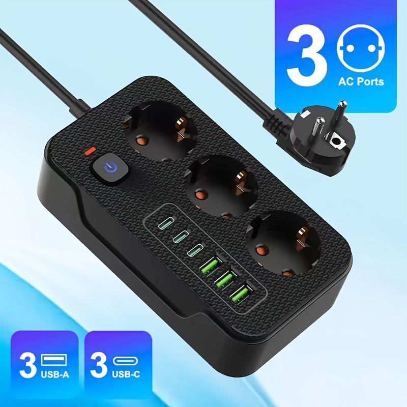 2024 Naujas Daugiafunkcis Elektros Juostos/Įkrovimo Lizdas/Įkrovimo Juosta, Įrengtas su 3 Elektros Lizdais, 3 USB-A ir 3 TYPE-C, Tinkamas Namams, Biurui, Virtuvei, Garažui, Lauko Naudojimui