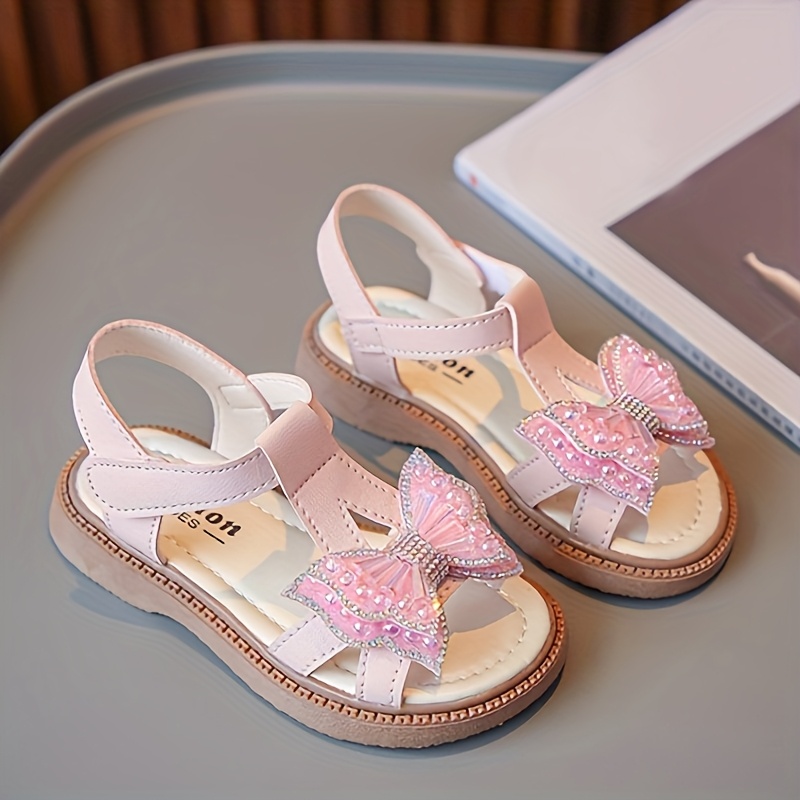 Sandalias de princesa para niñas, sandalias casuales de punta  transpirables con de de goma, correas ajustables,