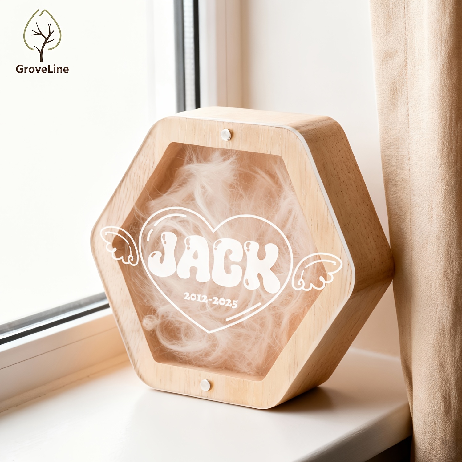 Personalized Pet Memorial Box with Angel Wings Design, Customizable Keepsake