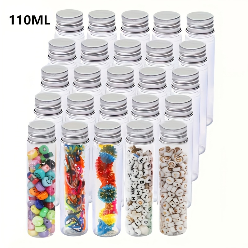 25pcs Plastic Test Tubes, Transparent Test Tube With Screw Caps, Plastic Storage Tubes For Beads Storage, Bath Salt, And Liquids, Halloween Christmas Party Favors