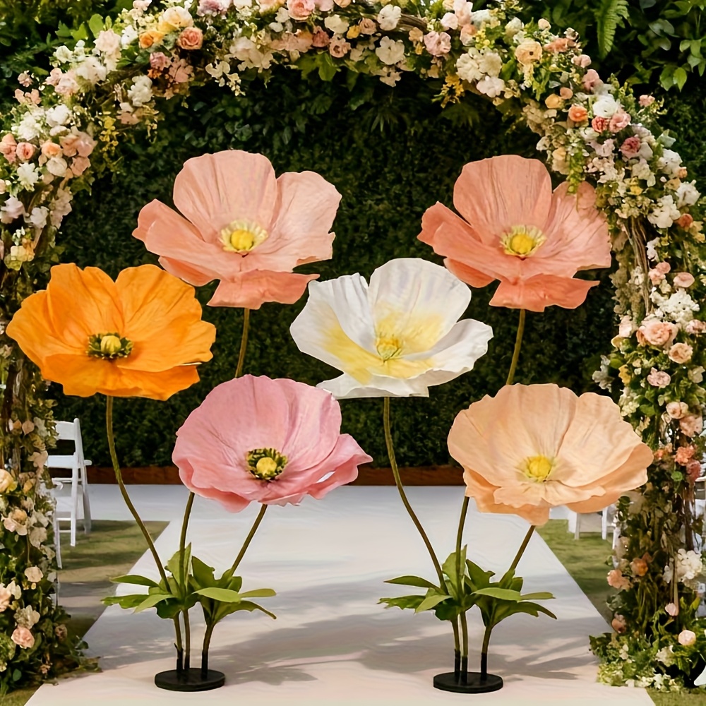 TEMU Halloween/christmas Decor Ofgiant Realistic Wedding Paper Flower - Yu Artificial For Outdoor/, Large Petals Fake Flowers Suitable For Weddings,