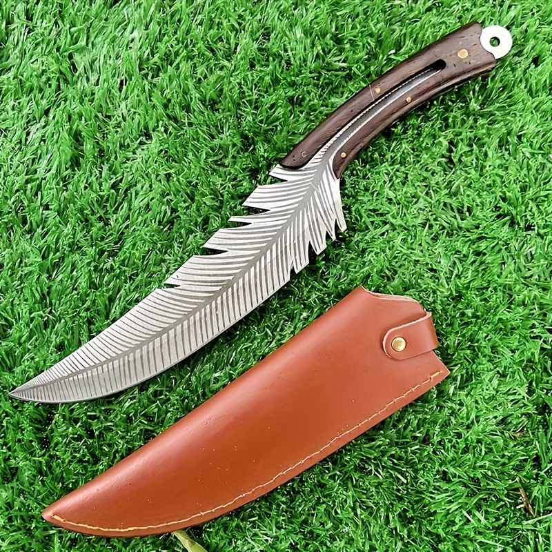 

Outdoor Camping Knife Sharp Feather Knife Hand Forged High Carbon Steel Butcher Knife Boning Knife For Meat Cutting Cooking Knife With Sheath For Kitchen