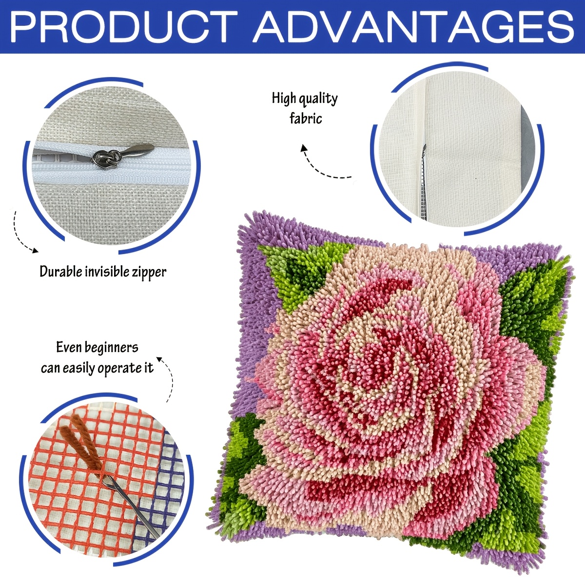 Crochet Pillowcase Set, Beautiful Rose Pattern