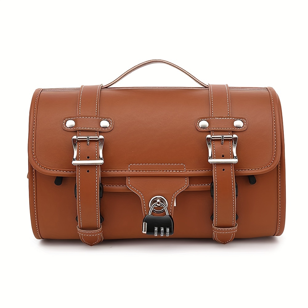 Brown Motorcycle Tail Bag, Bag, Rear Seat Storage Bag, Motorcycle Tail Bag Lockable Hard Shell Tail Bag