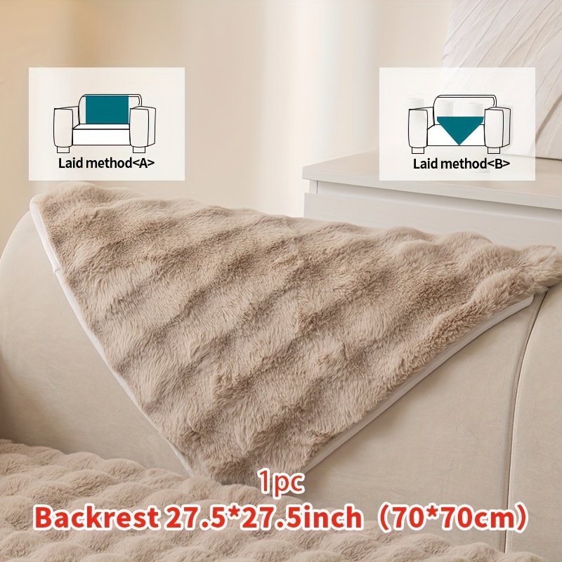 TEMU 1pc Rabbit Plush Sofa Cushion - Winter Warm Thickened Soft And Cozy Non-slip Furniture Protector For Living Room, Bedroom, And Office