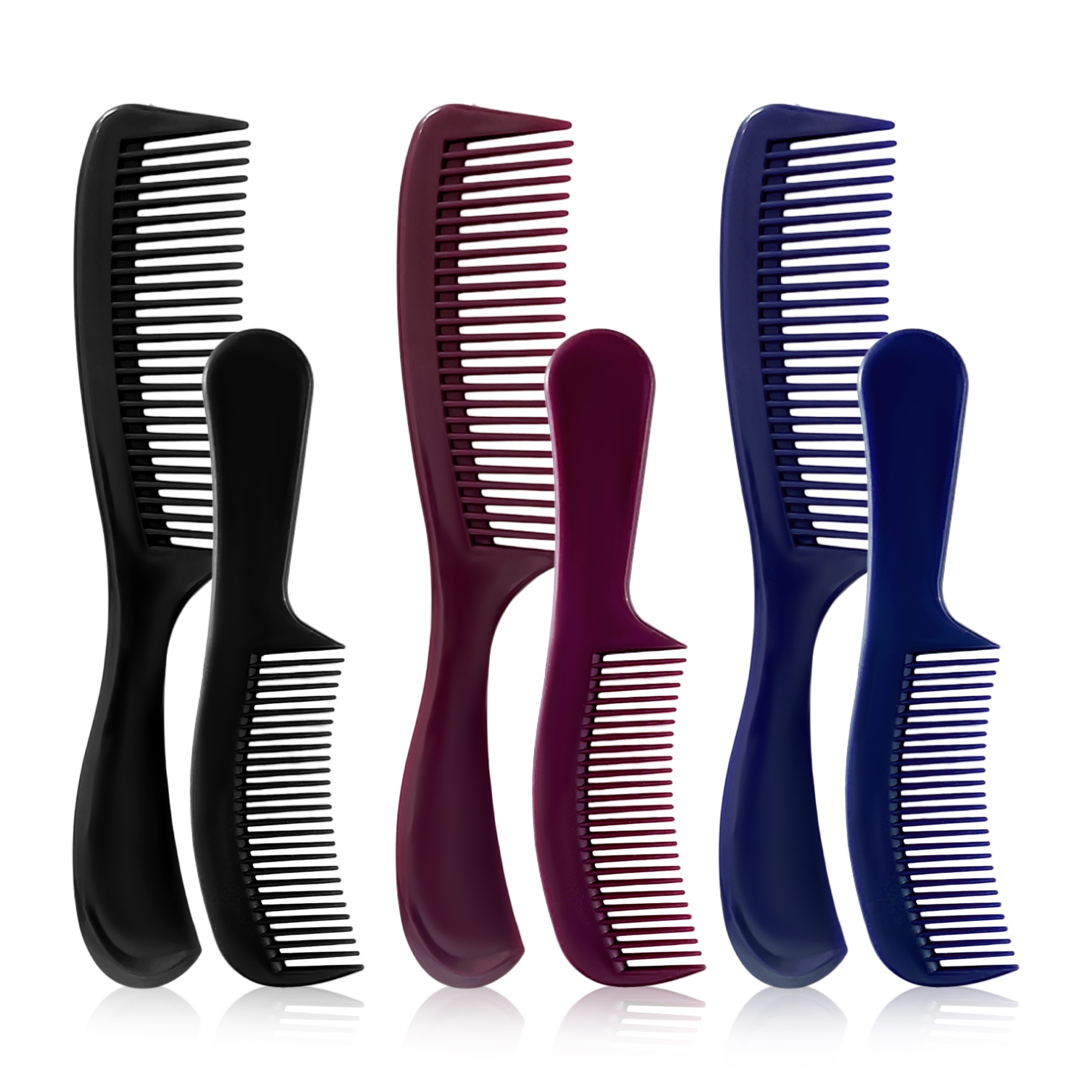 TEMU 6pcs High-quality Hair Comb Set, Thickened, Durable Plastic, Strong, Easy To Clean, Comfortable Handle, For Professional Hairdressers, Salons,