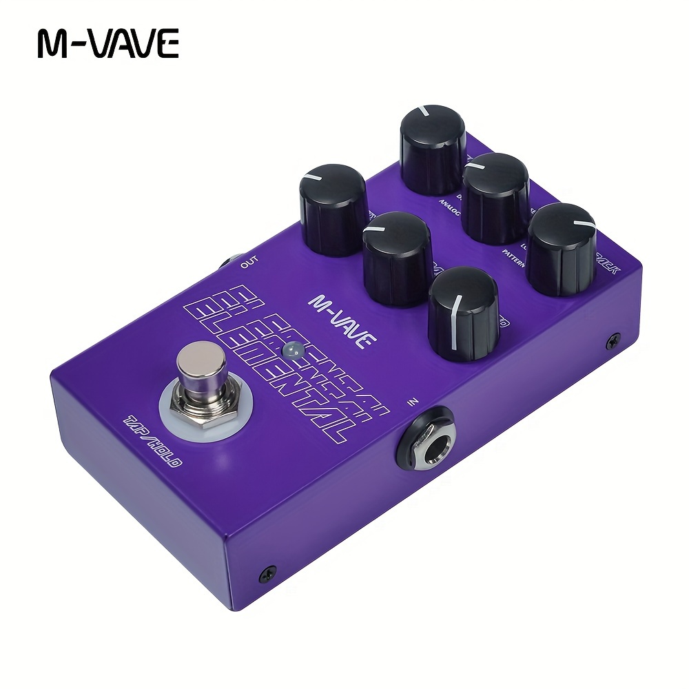 TEMU M-VAVE Gitar Forsinkelsespedal TID/9 Forsinkelseseffekttype//MIX/PARAM/MOD Knott 9V 6.35mm Inngang/Utgangsgr